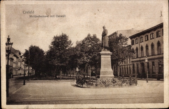Ak Krefeld am Niederrhein, Moltkedenkmal mit Ostwall