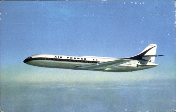 Postcard French passenger aircraft, Air France, Caravelle