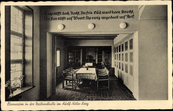 KP Adolf Hitler Koog Dieksanderkoog Friedrichskoog w Dithmarschen, Ehrenraum, Neulandhalle