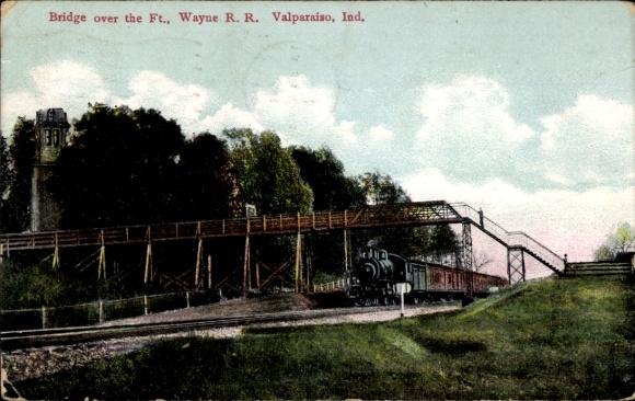 Ak Valparaíso Indiana USA, Brücke über den Ft. Wayne RR
