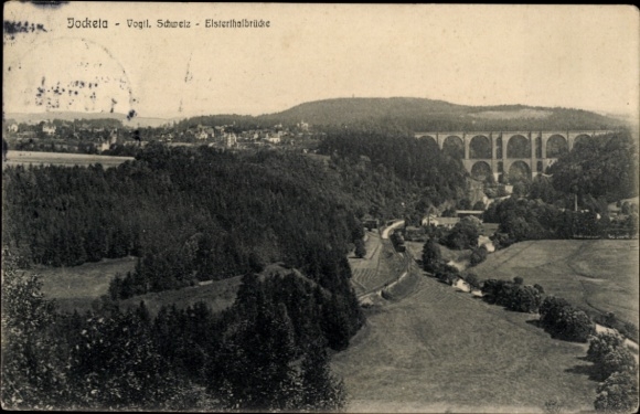 Postcard Jocketa Pöhl Vogtland, Elstertal Bridge, viaduct, landscape