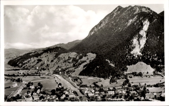 Postcard Eschenlohe in Upper Bavaria, aerial photograph