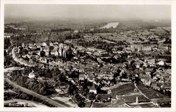 Postcard Breisach am Oberrhein, aerial view of Breisach, city view and Rhineland landscape