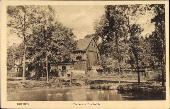 Postcard Krebes Weischnitz im Vogtland, lot at the village pond