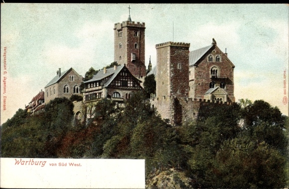 Postcard Lutherstadt Eisenach in Thuringia, Wartburg, view from the south west