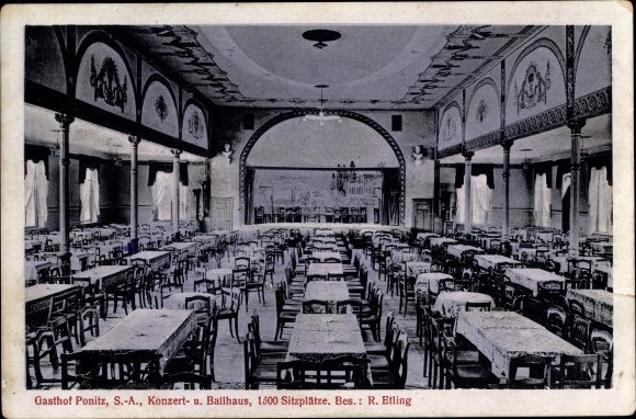Postcard Ponitz in Thuringia, Gasthof Ponitz, concert and ballroom