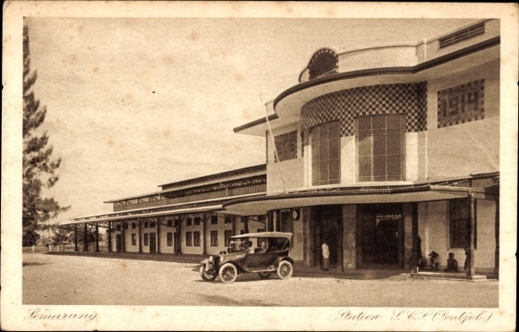 Postcard Semarang Java Indonesia, train station