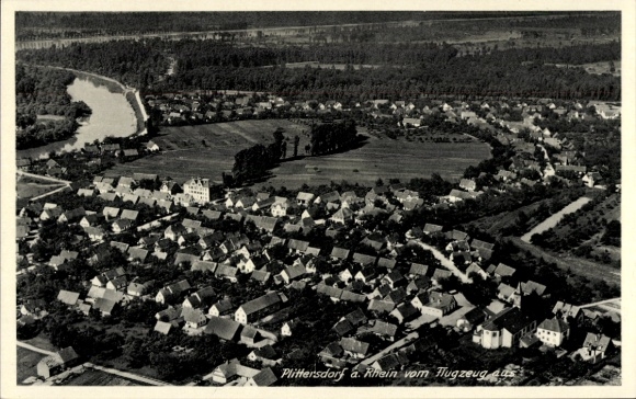 Postcard Plittersdorf Bad Godesberg Bonn am Rhein, aerial view of Rhine, airplane view