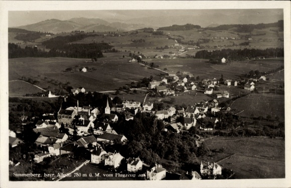 Postcard Weiler Simmerberg in Schwaben, total view of the village
