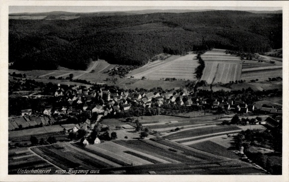 Postcard Unterheinriet Untergruppenbach, view of the village, aerial photograph