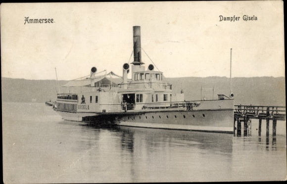 Postcard Ammersee, steamer Gisela