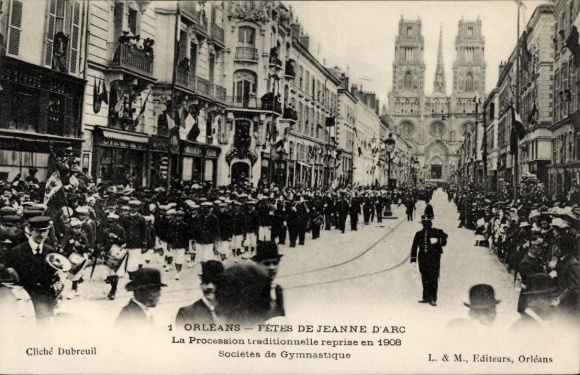 PC Orléans Loiret, Fetes de Jeanne d'Arc, Procession traditional 1908, Societes de Gymnastique