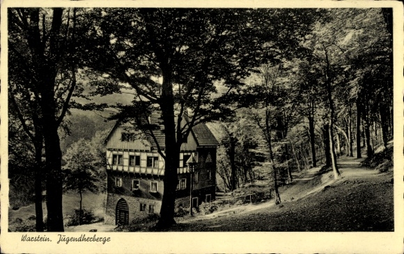 Postcard Warstein, cave hermitage at the Bilstein Cave, youth hostel