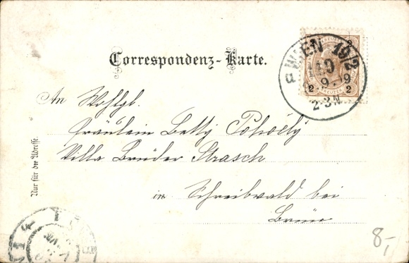 Chromo-Litho Wien 19 Döbling Austria, Kahlenberg, Stephanie Warte, Leopoldsberg, steam locomotive