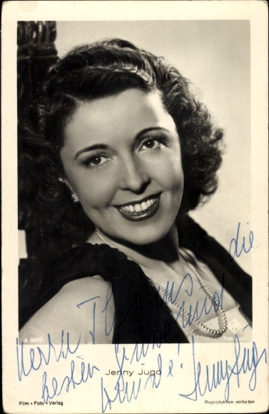 Postcard actress Jenny Jugo, portrait, autograph