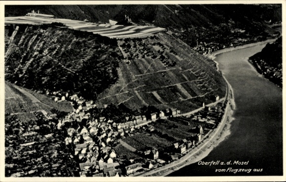 Postcard Oberfell on the Mosel, aerial photograph