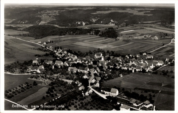 Postcard Hayingen on the Swabian Alb, aerial photograph