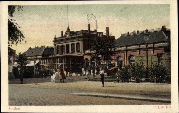 Postcard Tilburg North Brabant Netherlands, Station, Railway Station