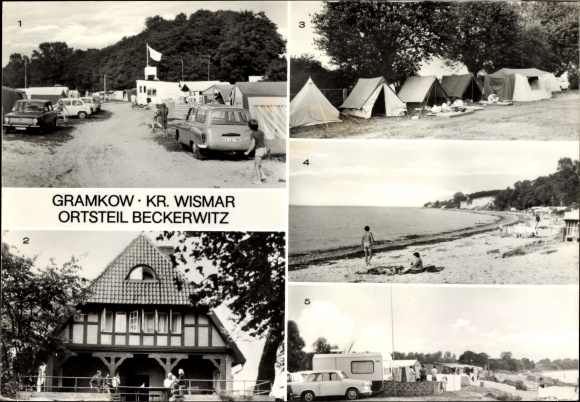 Postcard Gramkow Hohenkirchen in Mecklenburg, campsite on the beach, youth hostel E. &amp; C. Garske