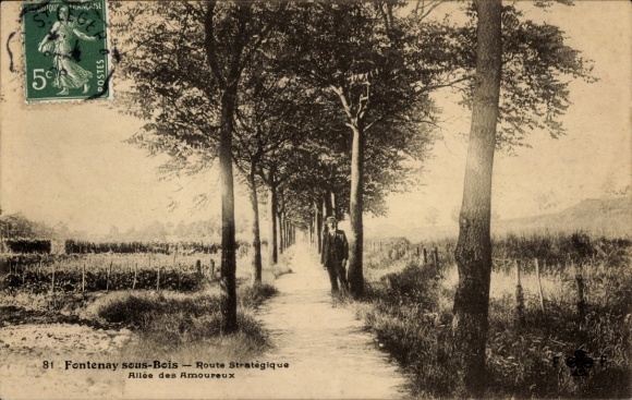 Postcard Fontenay sous Bois Val de Marne, Route Strategique, Allee des Amoureux