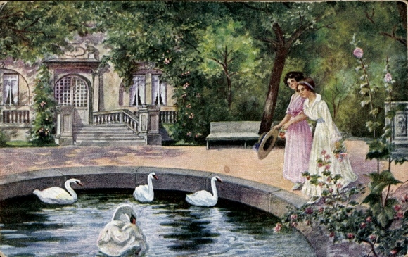 PC Staritz Belgern in Saxony, castle garden, swans