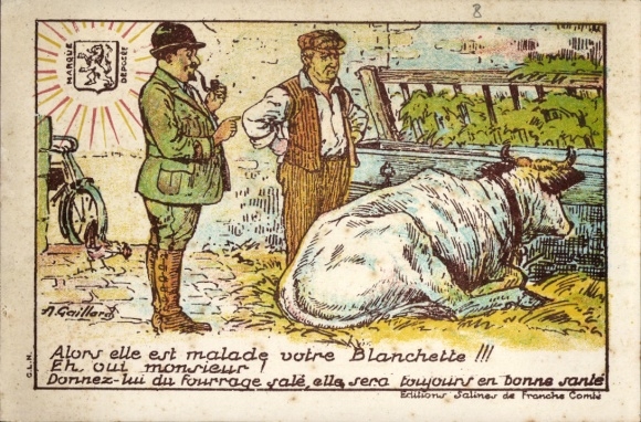 Künstler Ak Gaillard, Alors elle est malade votre Blanchette, Kuh