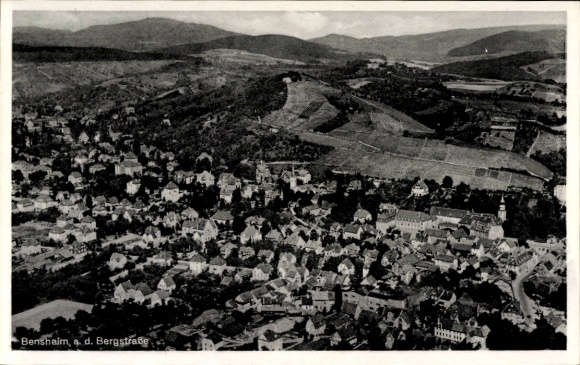 Postcard Bensheim on the Bergstraße Hesse, aerial photograph