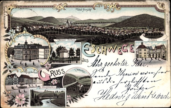 lito Eschwege w dzielnicy Werra Meißner, zamek, poczta, Fürstenstein, pomnik Hesji, widok całkowity