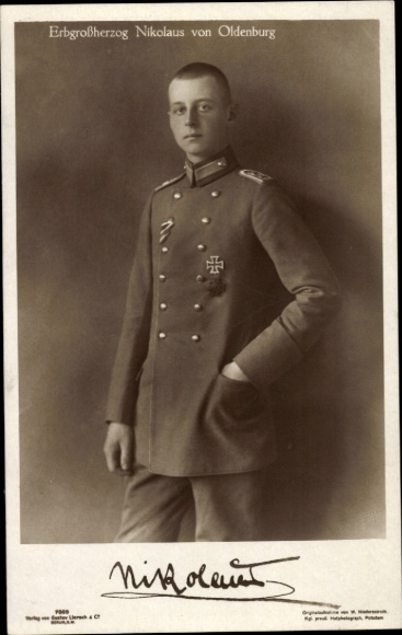 PC Hereditary Grand Duke Nicholas of Oldenburg, portrait, uniform, Iron Cross