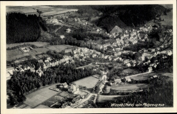 Postcard Wippra Sangerhausen am Harz, aerial photograph