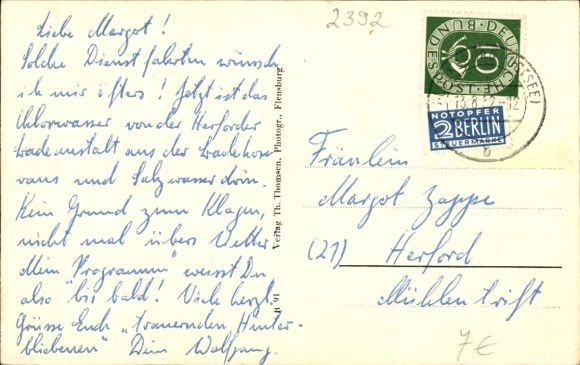 Postcard Glücksburg on the Baltic Sea, castle, sailing regatta, surf