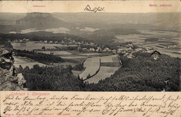 Postcard Gohrisch Saxon Switzerland, Panorama to Lilienstein