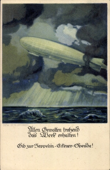Artist Postcard Amtsberg, Otto, Defying all forces, preserving the work, Zeppelin Eckener donation