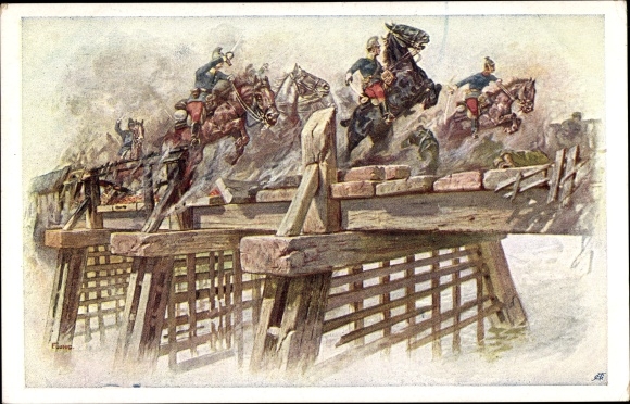 Artist Postcard From the Golden Book of the Army, First Lieutenant Richard Weil, Reserve Lieutenant Krizan