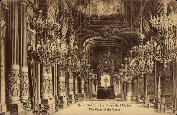 PC Paris IX Opéra, Opéra, le Foyer de l'Opéra, magnificent furnishings, chandeliers