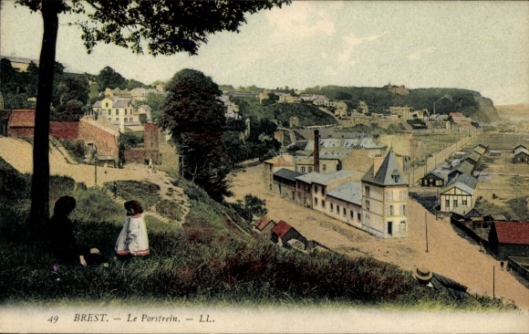 Postcard Brest Finistère, cityscape, coastal landscape, buildings, tranquil scenery