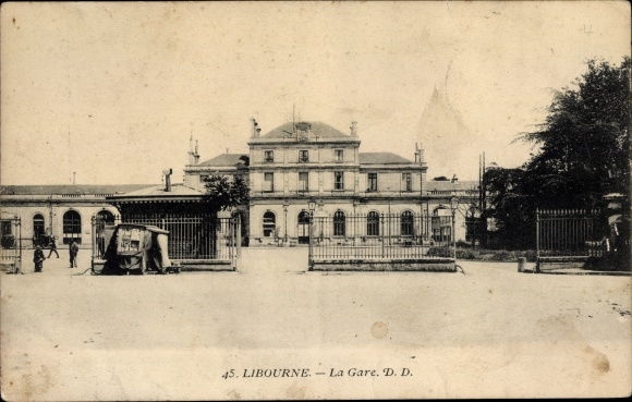Postcard Libourne Gironde, The Train Station