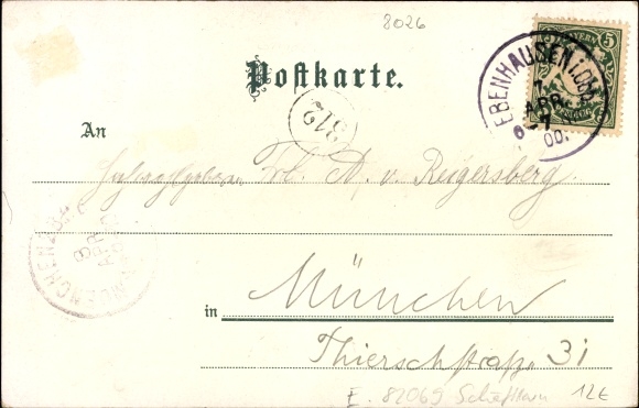 Artist Chromo-Litho Ebenhausen Schäftlarn in the district of Munich, view of the village, post office
