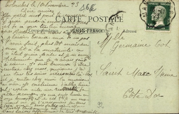 Postcard Colombes Hauts-de-Seine, Rue de Verdun, Rue du Moutiers, city view, old architecture