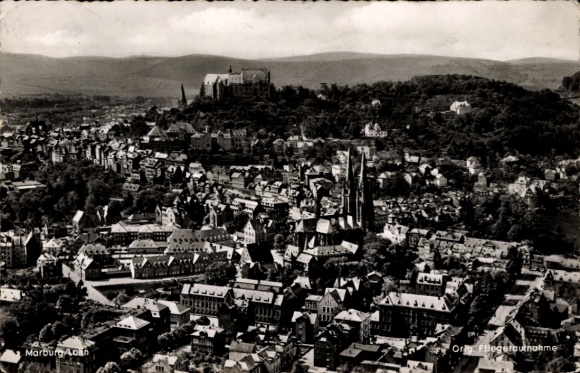 Postcard Marburg an der Lahn, aerial photograph