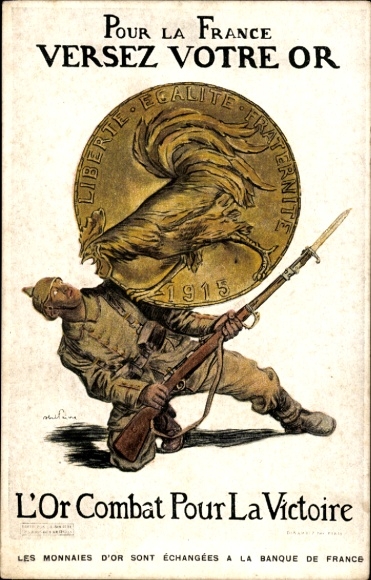 Postcard For France pour your gold, gold, fight for victory