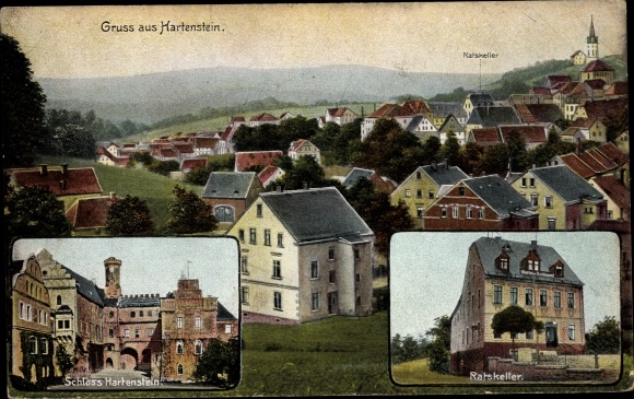 PC Hartenstein in the Erzgebirge of Saxony, Castle, Ratskeller, Panorama