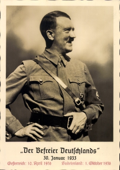 KP Führer i kanclerz Rzeszy Adolf Hitler w mundurze partyjnym, portret stojący, Wyzwoliciel Niemiec