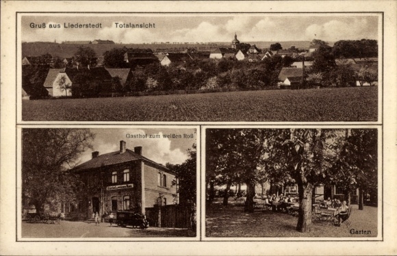 Ak Liederstädt Querfurt in Sachsen Anhalt, Stadtansichten, Panorama, Gasthof zum weißen Ross