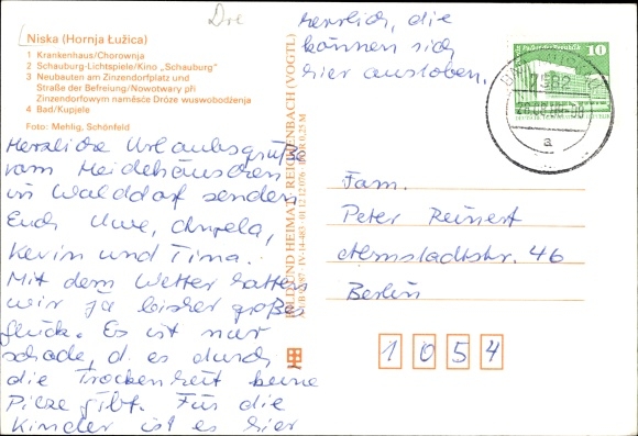 Postcard Niesky in Oberlausitz, hospital, Schauburg Lichtspiele, new buildings on Ziensdorfplatz, Bad