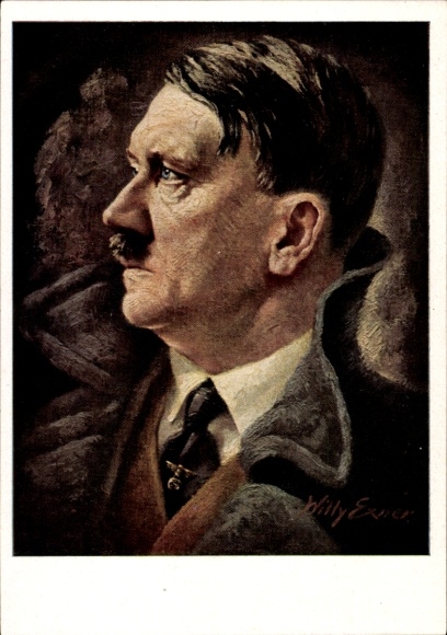 Artist Postcard Exner, Willy, Führer and Reich Chancellor Adolf Hitler, Portrait, Coat