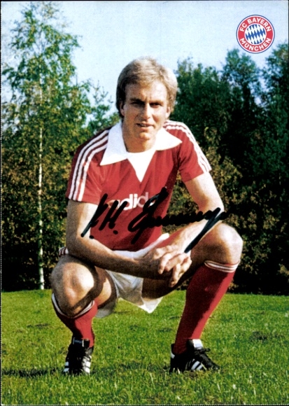Autograph card footballer Karl-Heinz Rummenigge, FC Bavaria Munich, autograph