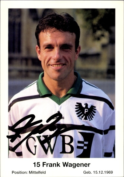 Autogrammkarte Fußballer Frank Wagener, Preußen Münster, Autogramm