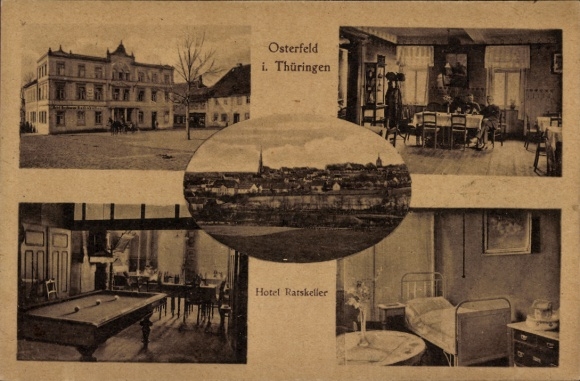 Ak Osterfeld im Burgenlandkreis, Hotel Ratskeller, Billard