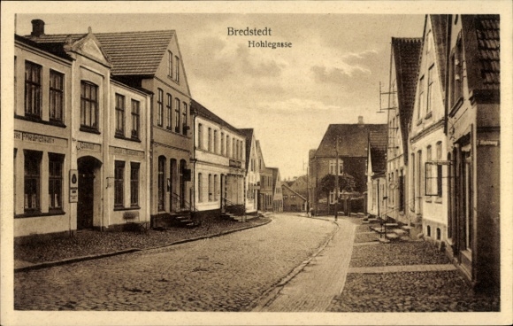 Postcard Bredstedt in North Frisia, Hohlegasse, Gasthof Friedrichsen